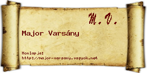 Major Varsány névjegykártya