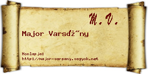 Major Varsány névjegykártya